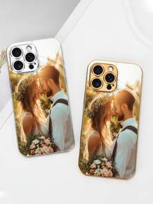 1pc Customized Photo TPU 1.0 Transparent Phone Case Compatible With IPhone 15 Pro Max/IPhone 16 Pro Max/IPhone 17 Air/IPhone 17 Pro Max, S24U/A36/A17, And Other Models - Gold - View 3