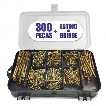 Kit 300 peças parafusos buchas estojo resistente para reparos em casa e trabalho