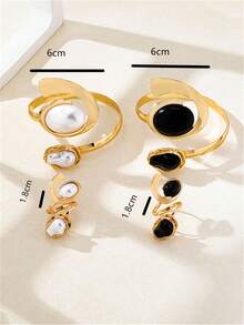 2pcs/Set New European & American Geometric Ring & Bracelet Set, Minimalist Elegant Fashion Bangle Rings Jewelry Suit For Wedding, Party