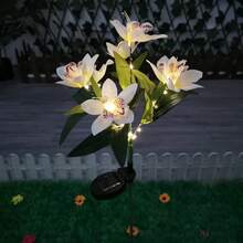 1/2/4PCS Solar Lights Outdoor Garden Decor - Upgraded Solar Garden Lights With 7 Powered Orchid Lights, Solar Outdoor Lights Solar Decorative Lights For Garden, Patio, Yard, Gifts For Mother(Pink, White, Orange, Yellow, Red, Purple) - 蘭花 - 查看 10