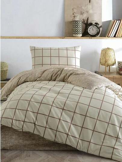 100% Cotton Single Size Duvet Cover Set – 160x200 Cm Duvet Cover, 100x200+30 Cm Fitted Sheet, 50x70 Cm Pillowcase – Soft, Breathable, MADE IN TURKEY