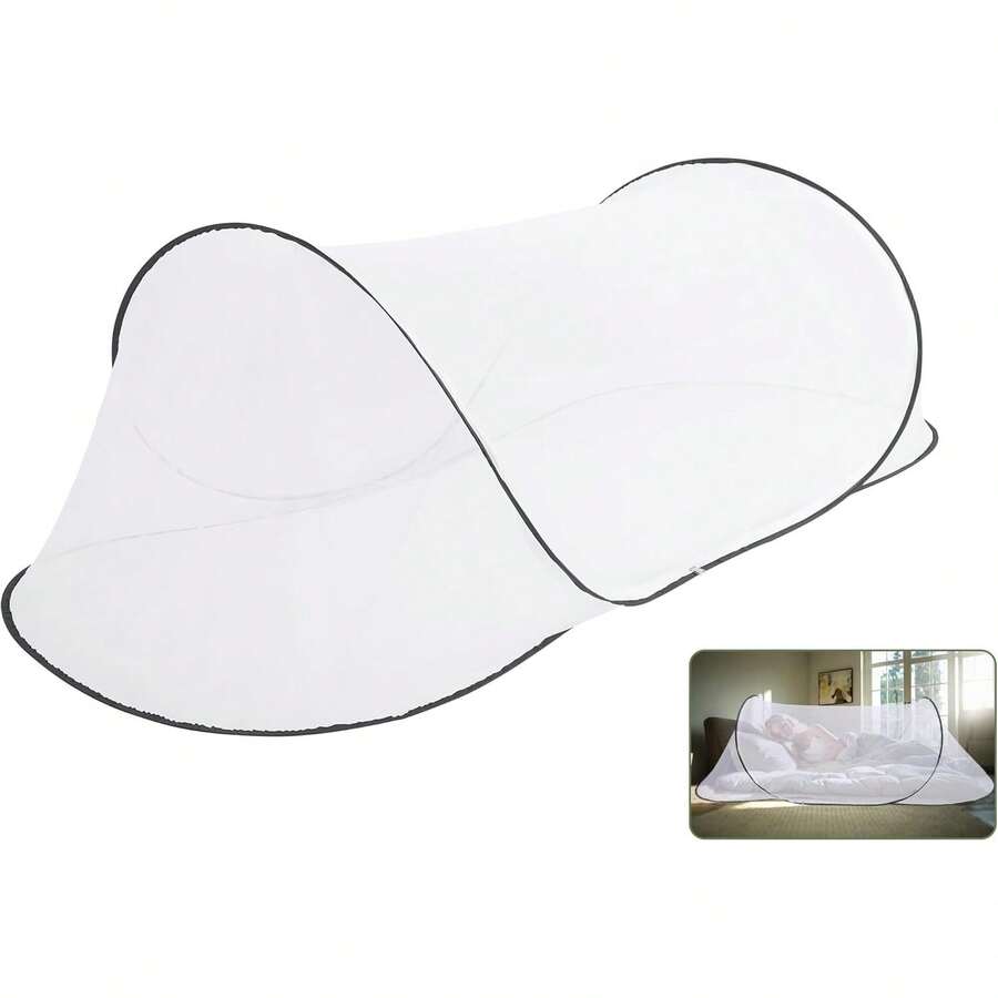 Gugxiom 78 * 32 * 22 Pulgadas Tienda, Mosquitera Plegable Portátil, Camping con Fondo de Red, para Cama Camping Viaje Patio (Negro con Fondo) - Negro con fondo - Ver 1