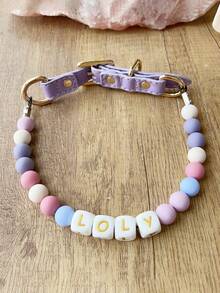 1pc Custom Buckle Beaded Dog Collar, Personalized Dog Name Collar, Dog And Cat Identity Collar, Custom Name Beaded Cat And Dog Collar, Pet Necklace, Holiday Gift, Christmas Gift - Multicolor - View 3