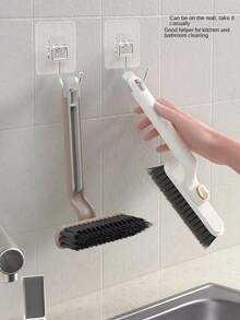 Spazzola per pulizia bagno e cucina 3 in 1, rotazione a 360°, per pulire le scanalature - Spazzola con setole rigide, adatta per pareti e pavimenti