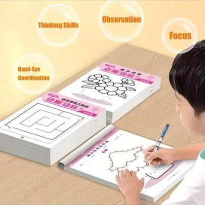 1pc Magic Line Maze Activity Book - Focus & Coordination Training Workbook, Colorful Mazes & Puzzles, Paperback, Educational Game|Interactive Learning|Paperback Book