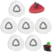 4/6 件装旋转拖把替换装带底座，完美适用于 O-Cedar Easywring 1 水箱系统，100% 超细纤维，替换拖把头清洁用品，家用地板清洁