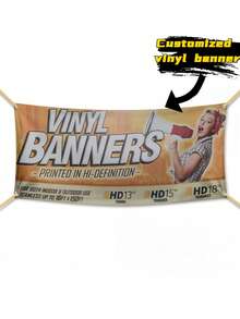 1 pieza Bandera de vinilo personalizada a todo color - Puede imprimir su logotipo y texto, resistente al agua y a los rayos UV, ideal para eventos empresariales, ocasiones, publicidad, cumpleaños, promoción, ferias comerciales, eventos especiales, etc. - Multicolor - Ver 2