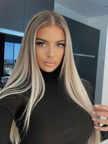 Ombre Brown Roots Ash Blonde Put On And Go 13x4 HD Transparent Straight Lace Front Wigs Human Hair Pre Plucked Bleached Knots 180 Density Lace Frontal Wigs For Women Silky Straight Glueless Wigs Human Hair With Baby Hair For Beginner - 根染&漸變色 - 查看 6