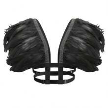 女士人造羽毛披肩，适合女巫、万圣节、狂欢节等场合，可作羽毛斗篷、服装配饰 - 彩色 - 查看 18