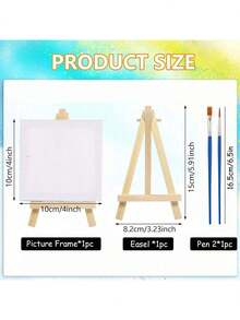 1/2/5/10/20 Pack Mini Canvases With Easel Sets For Painting Small Art Stretched Canvases Panels Pack With Wood Display Easel Art Canvases Small Canvases For Painting Party Craft For Birthday Parties Back To School Valentine's Day Gift - Nhiều màu - Xem 17