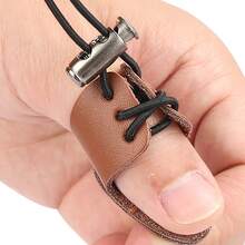 1pc Adjustable Archery Finger Guard, Dual-Layer Thickened Leather, Anti-Slip, Durable For Bow Shooting - Multicolor - View 4