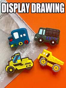 25 PIECES Toy Car Series, Featuring Models Such As Excavators, Fire Engines, And Trucks - Colorful Randomly Mixed Vehicle Design, Plastic Sports Shoes Accessories, Valentine's Day, Graduation Gifts, Shoes And Packaging Ornaments, Gift Accessories | Fun And Charming Design | Bright Patterns, Footwear Accessories