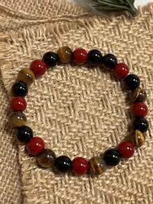 1 件保护手链虎眼石红玛瑙手工手链男女通用 - 彩色 - 查看 2