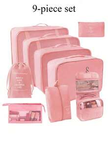 7/8/9/10pcs Travel Packing Cubes, Compression Organizer Bags, Luggage Organizer, Clothing Storage Bags Set, Includes: Cosmetic Bag, Waterproof Multi-Function Organizer, Garment Bag, Holiday Travel Essentials, Shoe Bag, Foldable Storage Box, Collapsible Underwear & Socks Organizer, Travel Packing Cubes, Luggage Organizer