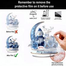 1 件圣诞桌面装饰标志，蓝色主题雪人麋鹿设计，客厅和卧室家居装饰，办公室桌面摆件，圣诞礼物，2D 亚克力 - 彩色 - 查看 9