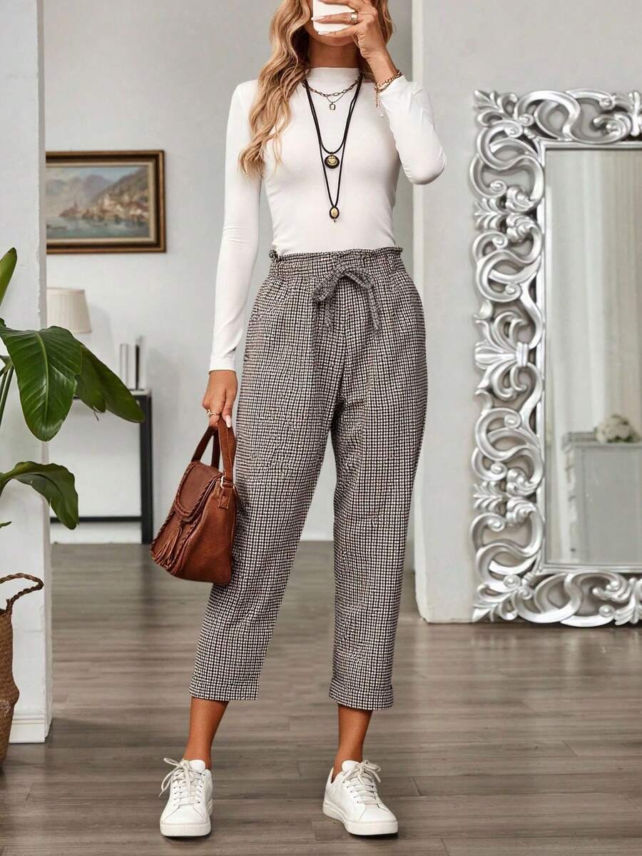 Women Pants - Black and Brown - View 1