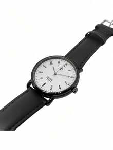 Men's Watch With Leather Strap And Metal Original Launch - Black/White - View 3