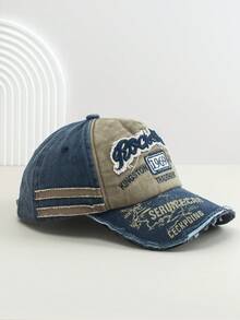 1pc Women's Distressed Frayed Brim Baseball Cap, Letter Embroidery Sun Hat, Versatile For Spring/Summer Outdoor Sports