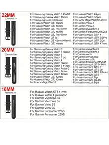 Dây đeo đồng hồ silicon họa tiết hoa sáng tạo 20mm/22mm, dây đeo đồng hồ thể thao mềm mại thoải mái có thể điều chỉnh tương thích với Samsung/Đồng hồ - màu ánh sao - Xem 6