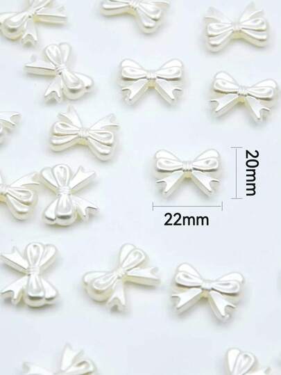 100/50pcs Cute White Beads With Holes For Jewelry Making, Lovely Bowknot Charms For DIY Mermaid Hairclips, Bracelets, Resin Bracelets, Crafts