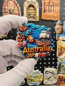 1 szt. australijski magnes na lodówkę z żywicy 3D, przedstawiający zwierzę, Londyn, Wielka Brytania, Wenecja, Wieża Eiffla, Francja, Czechy, USA, piramidy w Egipcie, Doha, Katar, Austria, Gruzja, Węgry, pamiątka z podróży do Krakowa, magnes na lodówkę, dekoracja domu, prezent świąteczny - Wielokolorowe - Zobacz 13