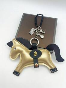 1 件全新皮革马吊坠装饰优雅可爱的马装饰女士手提包单肩包背包寓意“财富来得快”多色可选适合所有季节的贴心礼物 Y2K