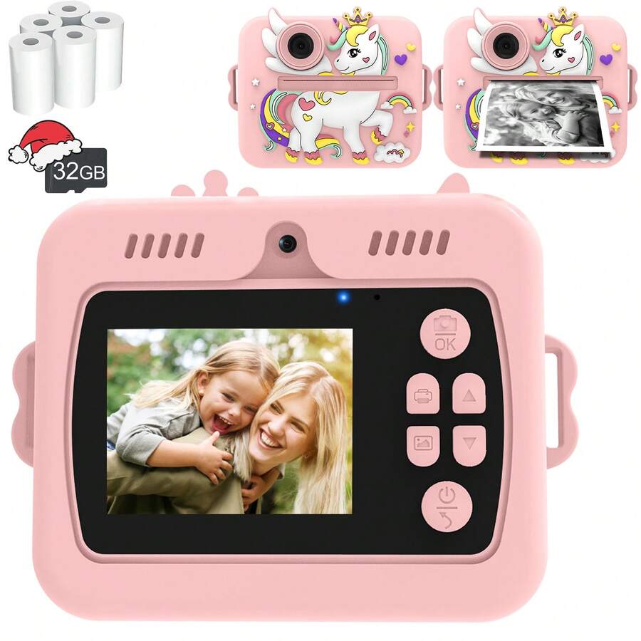 Kids Camera Printer, Instant Photo & Video Printing, 48MP Dual Lens Camera, 3 Rolls High Resolution Paper, Multifunctional Photo Video Printer, Children's Birthday Gift, Best Christmas & New Year Gift