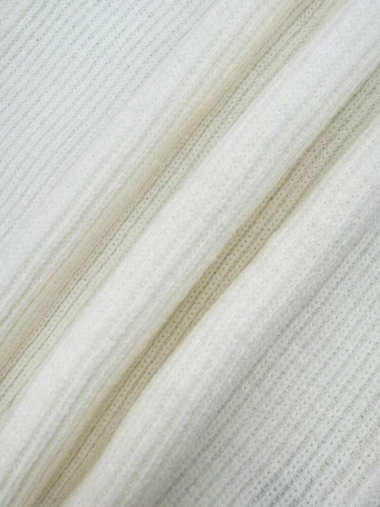 Conjunto casual de 2 piezas de mujer para otoño/invierno, ropa de estilo Y2K, suéter de punto acanalado con media cremallera, parte superior de punto de manga larga, pantalón de punto cómodo, conjunto a juego para volver al colegio, homecoming, atuendos de otoño/invierno todo en blanco, atuendos para conciertos country, citas nocturnas, conjunto de 2 piezas, conjunto de chándal para mujer - Blanco - Añade 10