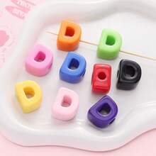 20pcs Multicolor Large Hole Acrylic Letter Beads, Handmade Decorative Letter Spacer Beads For Necklace Accessories, DIY Jewelry, Phone Chain, Jewelry Making, Beading Supplies - DIY - View 19