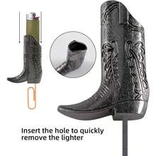 Cowboy Boot Lighter Sleeve Cover, Lighter Sleeve Cover For Mini Bic J5 Accessories Decoration For Everyday Carry Or Travel Gift - 黑色 - 查看 3
