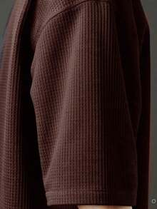 Men's Relax Max Textured Knit Oversized Casual Shirt - Rỉ Nâu - Xem 2