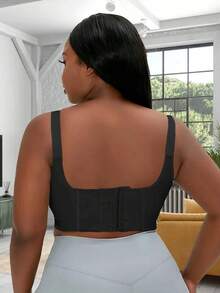 NIFENNEIWAI Plus Size Women's Jumpsuit Set, Black Sexy Seamless Lingerie, Comfortable Ruched Design, Elegant Underwire Bra, Lift And Shape - Black - View 3