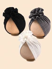 6 Stücke/Packung Baby Beanie Mützen mit Blumen- und Weizenmustern, sehr elastisch & weich, geeignet für Innen- und Außenbereich