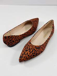 أحذية نسائية مسطحة ذات أصبع مدبب بطبعة نمر، ذات قاعدة مريحة مانعة للانزلاق، أحذية لوفر سهلة الارتداء، مناسبة للارتداء اليومي