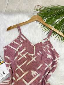 Printed Tank Top In Pretty, Cool And Comfortable Crepe Fabric - Pink - View 2