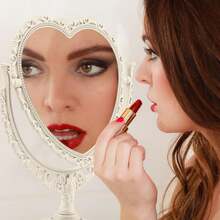 Heart-Shaped Makeup Mirror With Double-Sided Vintage Vanity Mirror, Featuring A Stand With A Rotating Vanity Mirror. Ideal For Makeup Application, Girls, Women, Beauty, And Spa Parties. The Adorable Heart-Shaped Princess Vanity Mirror Is Perfect For Tabletops. This Double-Sided Rotating Table Mirror With A Stand Makes An Excellent Choice For Decorating Girls' Rooms And As A Festive Gift For Family And Friends During Halloween And Christmas.,Makeup,Cheap,Room Decor,Vanity,Travel,Bedroom,Makeup Accessories,Mirror,Vanity Mirror,Cheap,Stocking Stuffers,Makeup,Makeup Tools,Cheap Stuff,Gifts,Gifts For Women,Christmas Gifts - White - View 8