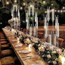 Vincidern 4Pcs 8 Arm Acrylic Candelabra Candle Holder For Wedding Table Centerpieces ,38.5 Inches Tall Floor Arcylic Candlesticks Holder With Shade For Birthday,Living Dining Room Fireplace Decoration (Fit LED Candle) - Trong sáng - Xem 4