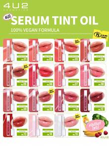 4U2 4U2 SERUM TINT OIL,Non-Sticky Gloss Lip Balm Lip Care, Fruity Lip Oil, Moisturizing And Nourishing For Dry Lips,3g/0.10oz