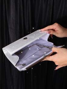 1 件闪亮亮片面料女士晚宴手拿包，配有金属装饰肩带，适合婚礼、庆典、夜总会、派对、生日礼物、情人节礼物