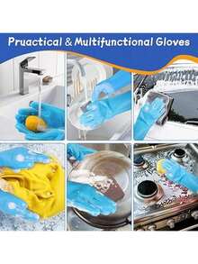 2 pièces Gants de vaisselle en silicone, outils de nettoyage ménager pour femmes, imperméables, isolants et résistants à la chaleur, gants de vaisselle de cuisine, gants de douche pour animaux de compagnie