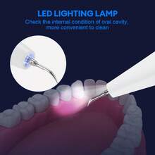 Ultrasonic Teeth Cleaner, Electric Teeth Cleaner, Timing Function, 3 Cleaning Modes, Built-In Lighting Spotlight, Suitable For Home, Office And Travel. - White - View 2