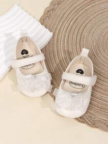 1 Paar Mädchen Blumen PU Klettverschluss Design flache süße Prinzessinnen Schuhe, geeignet zum Krabbeln, erste Schritte, Taufe, Frühling/Herbst