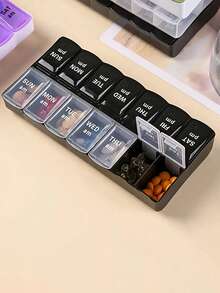 Large Capacity & Portable - 14 Compartments Fine Organizer Weekly Pill Organizer, Multifunctional Travel Pill Case For Daily Medication, Must-Have Health Essential For Students Back To School, Transparent Leak-Proof Compartments Design, Easily Manage Daily Medication, Perfect Companion For Home And Travel - Multicolor - View 2