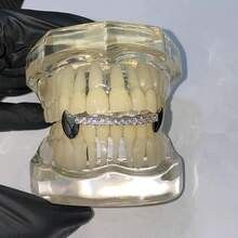 Grills For Your Teeth Gold Grills For Teeth Hip-Hop Higer Tooth With Zirconia Decoration Hip-Hop Jewelry Gift - 金色 - 查看 6