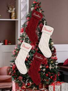 1 chiếc tất Giáng sinh thêu tên cá nhân, tất Giáng sinh đan thủ công cho gia đình, tất Giáng sinh năm 2025 có tên trẻ em, tất Giáng sinh gia đình. Quà tặng cho gia đình, quà tặng cho trẻ em, quà tặng cho nữ, tất Giáng sinh, quà Giáng sinh, đồ dùng quà tặng Giáng sinh - Nhiều màu - Xem 7
