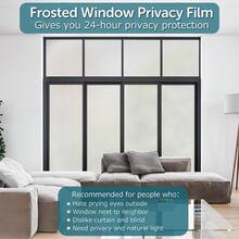 1 Roll Frosted Window Privacy Film Heat Control UV Blocking Static Cling Non-Adhesive Reusable Door Coverings For Bathroom Home Office