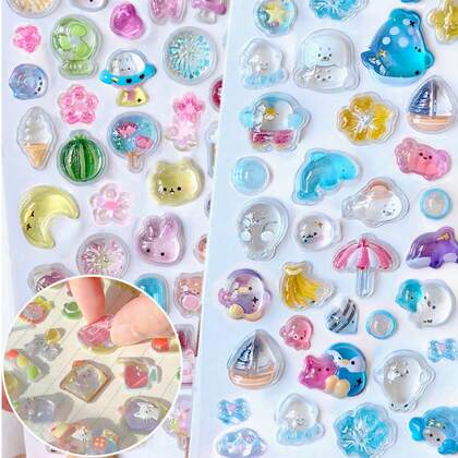 1pc 3D Crystal Clear Decorative Sticker, Can Be Used To Decorate Stationery, DIY Phone Cases, Notebooks