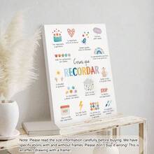 1 pieza Citas en español Cosas para recordar Arte de pared para niños Decoración de oficina de terapia en español Lienzos Arte de pared Carteles, Rincón tranquilizante en español Decoración de habitación de bebé