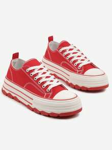 Thick Sole Ankle Sneakers For Daily Wear - Red - View 5