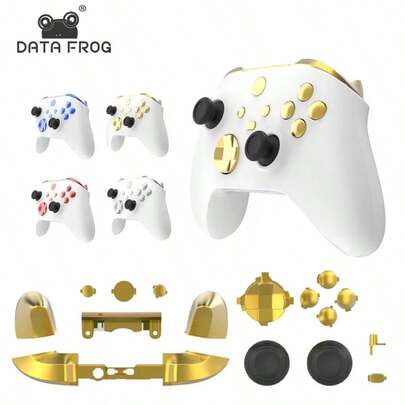 DATA FROG Solid Plating RB/LB Bumpers & RT/LT Triggers Mod Kit For Xbo X Series X/S Controller – Replacement Repair Parts With ABXY Buttons